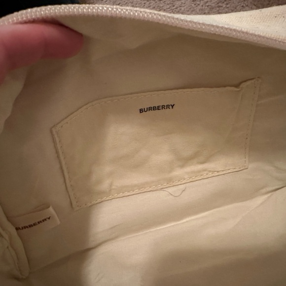 Burberry Embossed Logo Ivory Cream Canvas Makeup Bag Toiletry Case Travel Pouch - Picture 6 of 7